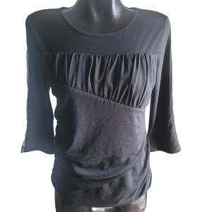 ZoZo Black Cropped Sleeve Ruched Detail Top M